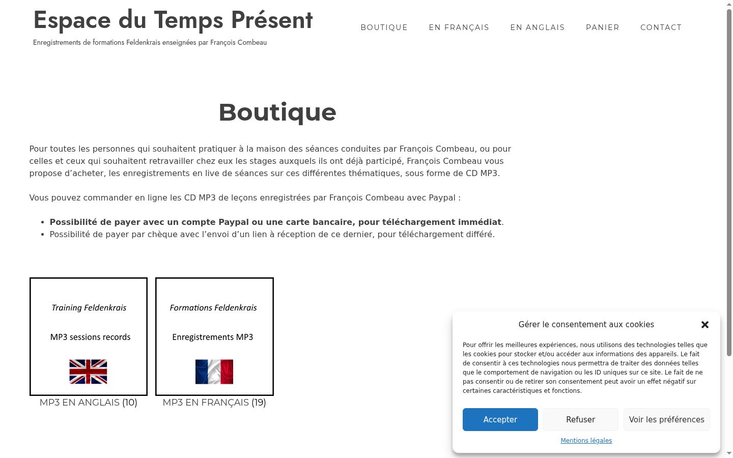 Capture d'écran de la bannière de consentement affichée avant toute interaction