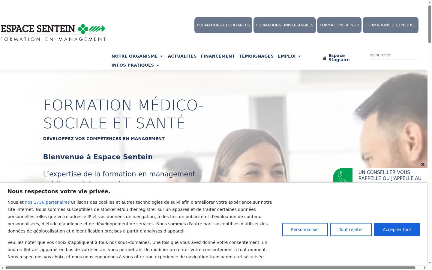 Screenshot del banner di consenso mostrato prima di qualsiasi interazione