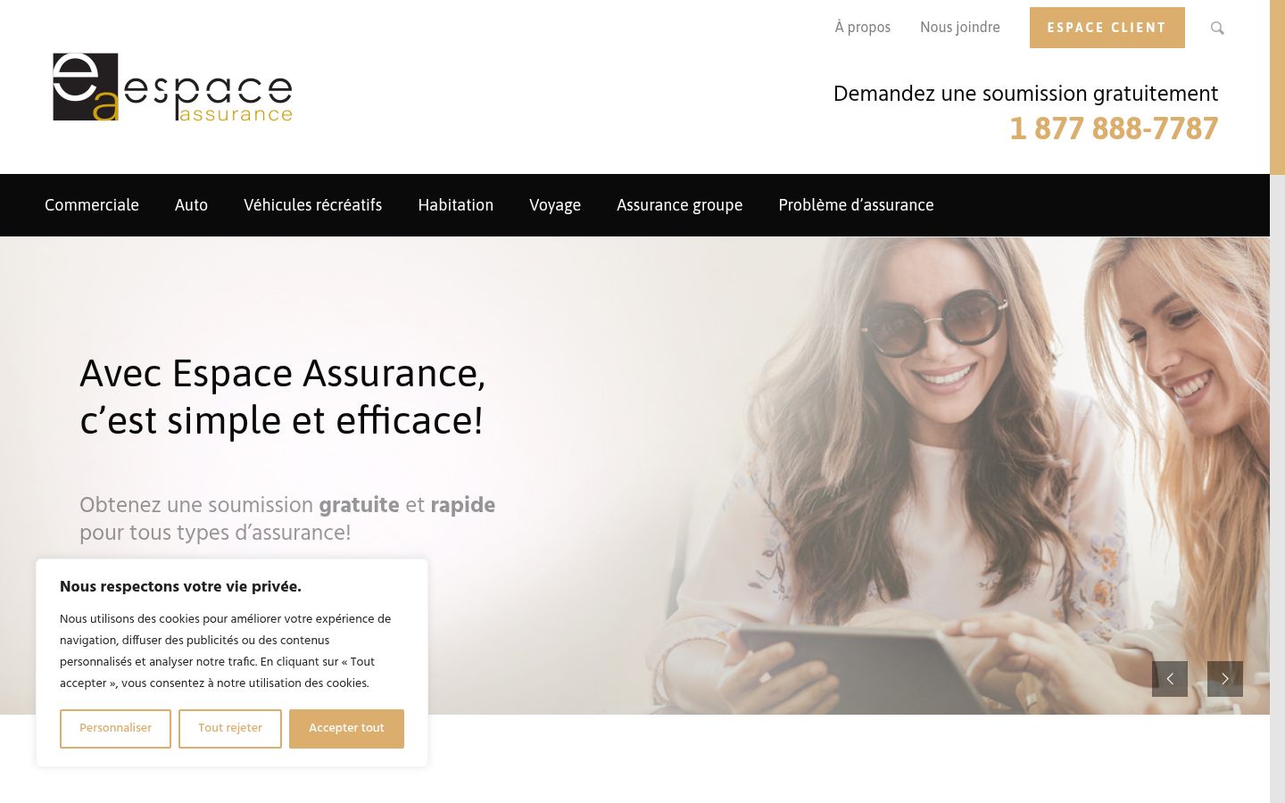 Captura de ecrã do banner de consentimento apresentado antes de qualquer interação