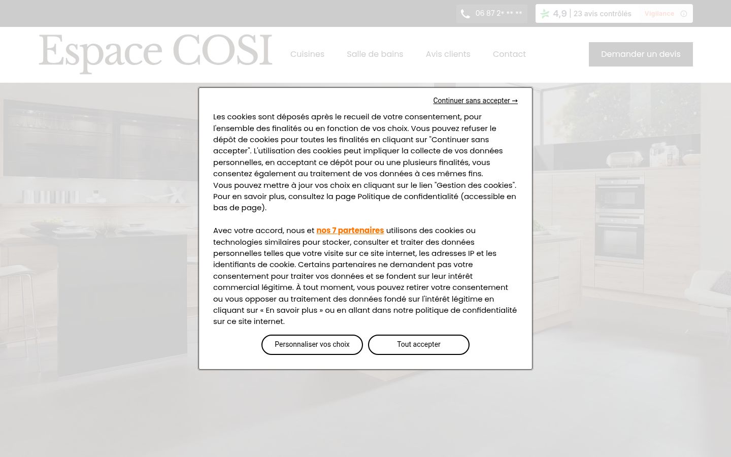 Screenshot del banner di consenso mostrato prima di qualsiasi interazione