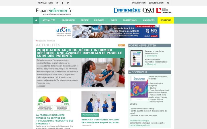 Screenshot di espaceinfirmier.fr