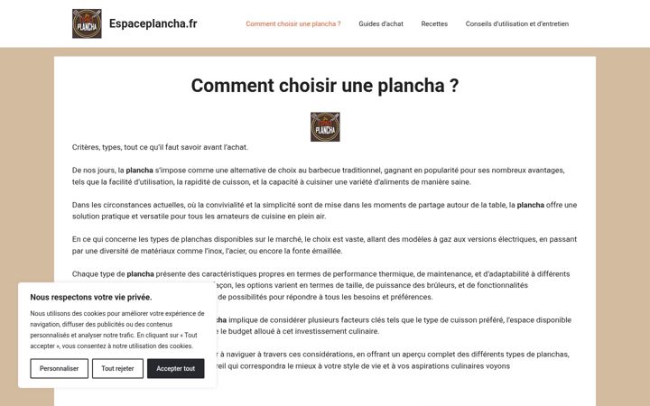 Screenshot di espaceplancha.fr