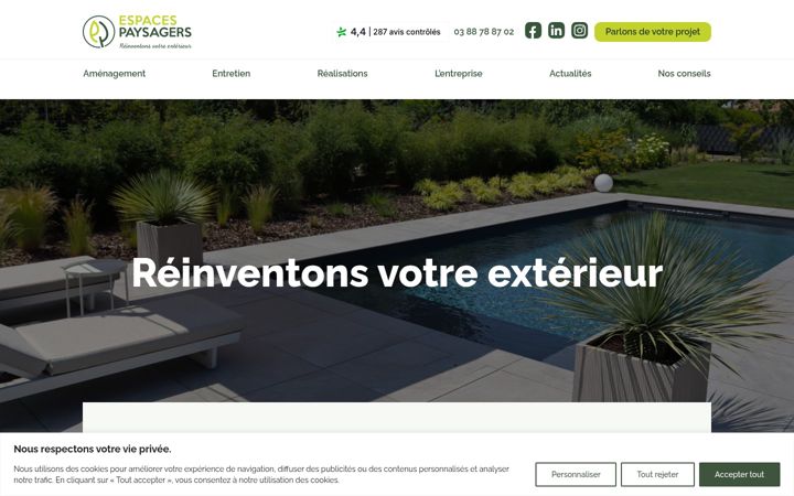 Screenshot di espaces-paysagers.fr