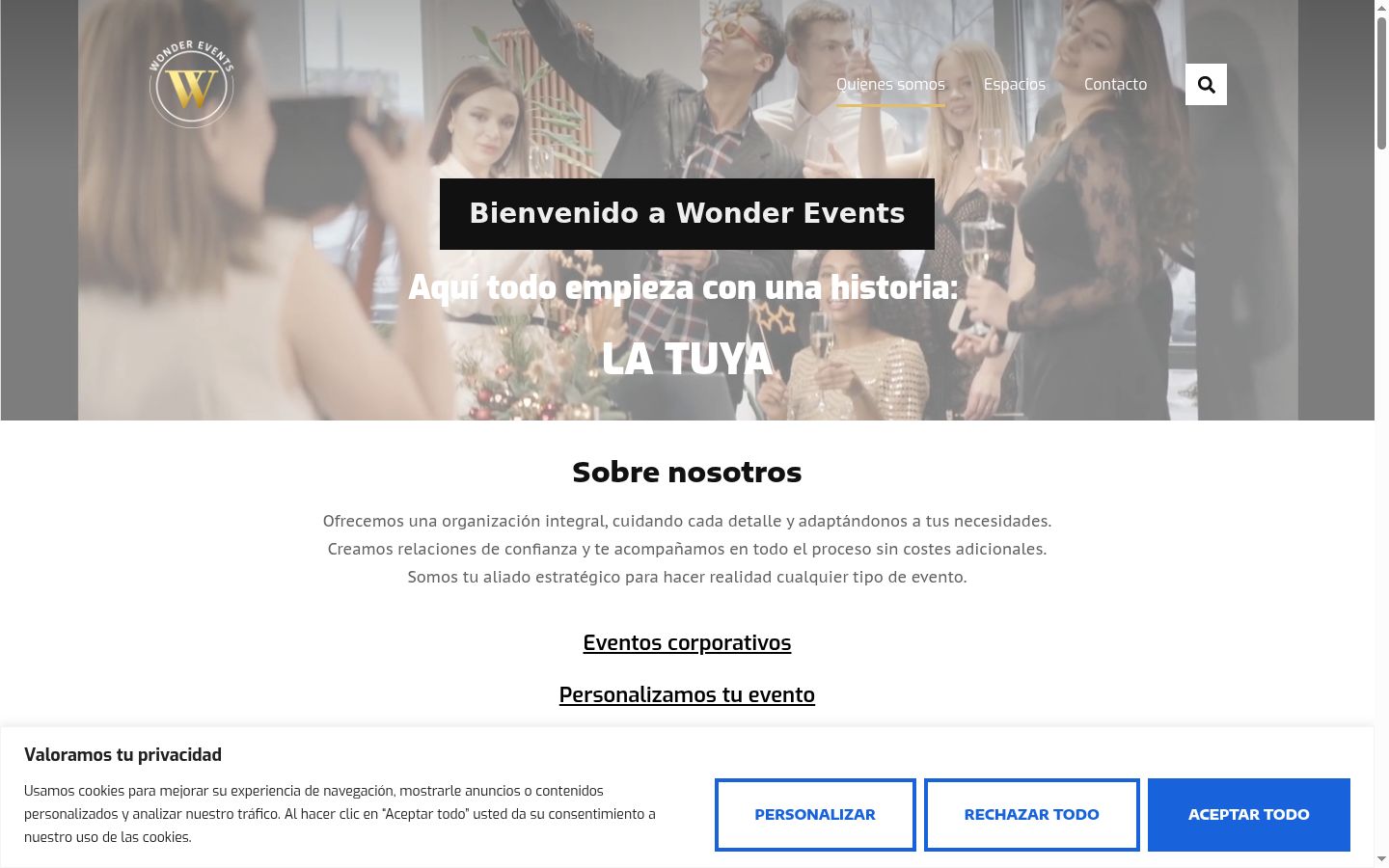 Screenshot del banner di consenso mostrato prima di qualsiasi interazione