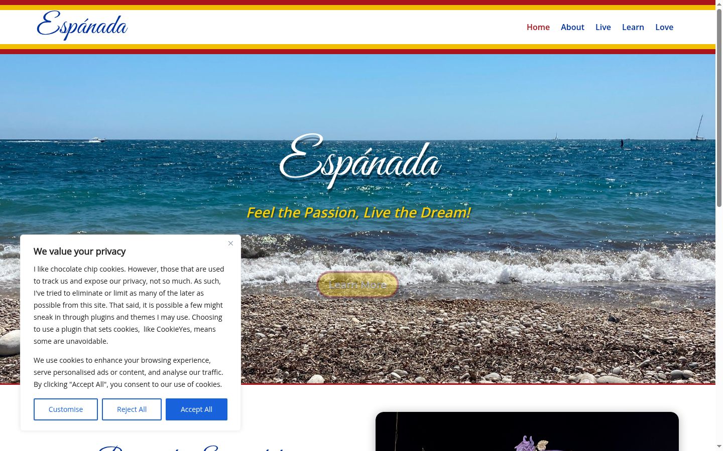 Screenshot of the consent banner shown before any interaction
