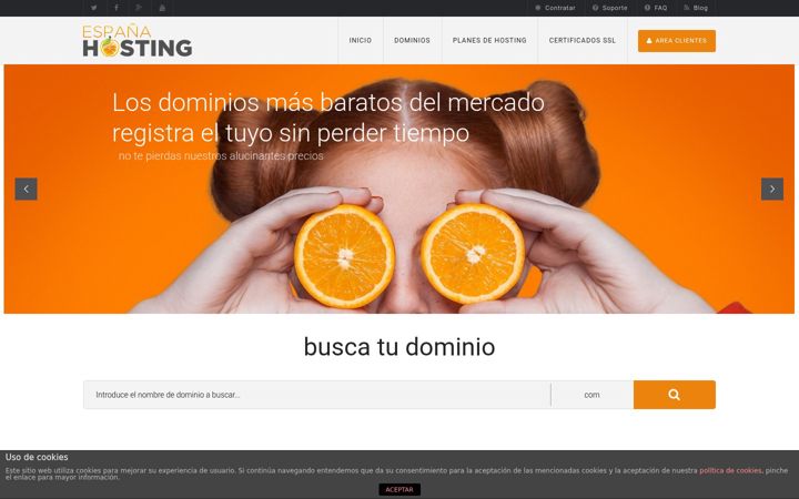 Ekrānuzņēmums no espanahosting.es