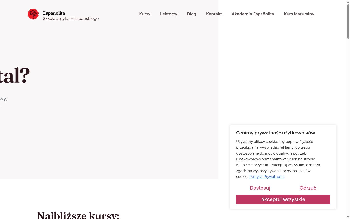 Screenshot del banner di consenso mostrato prima di qualsiasi interazione