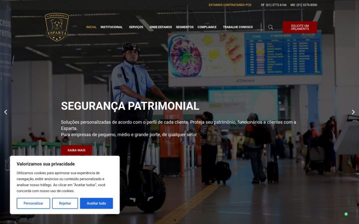 Екранна снимка на espartaseguranca.com.br