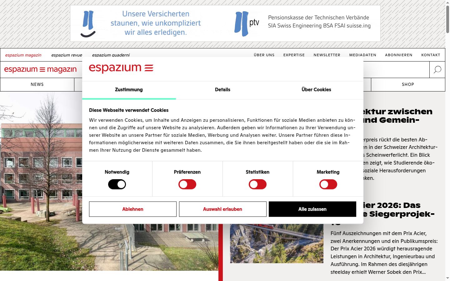 Skärmbild av samtyckesbannern som visades före någon interaktion