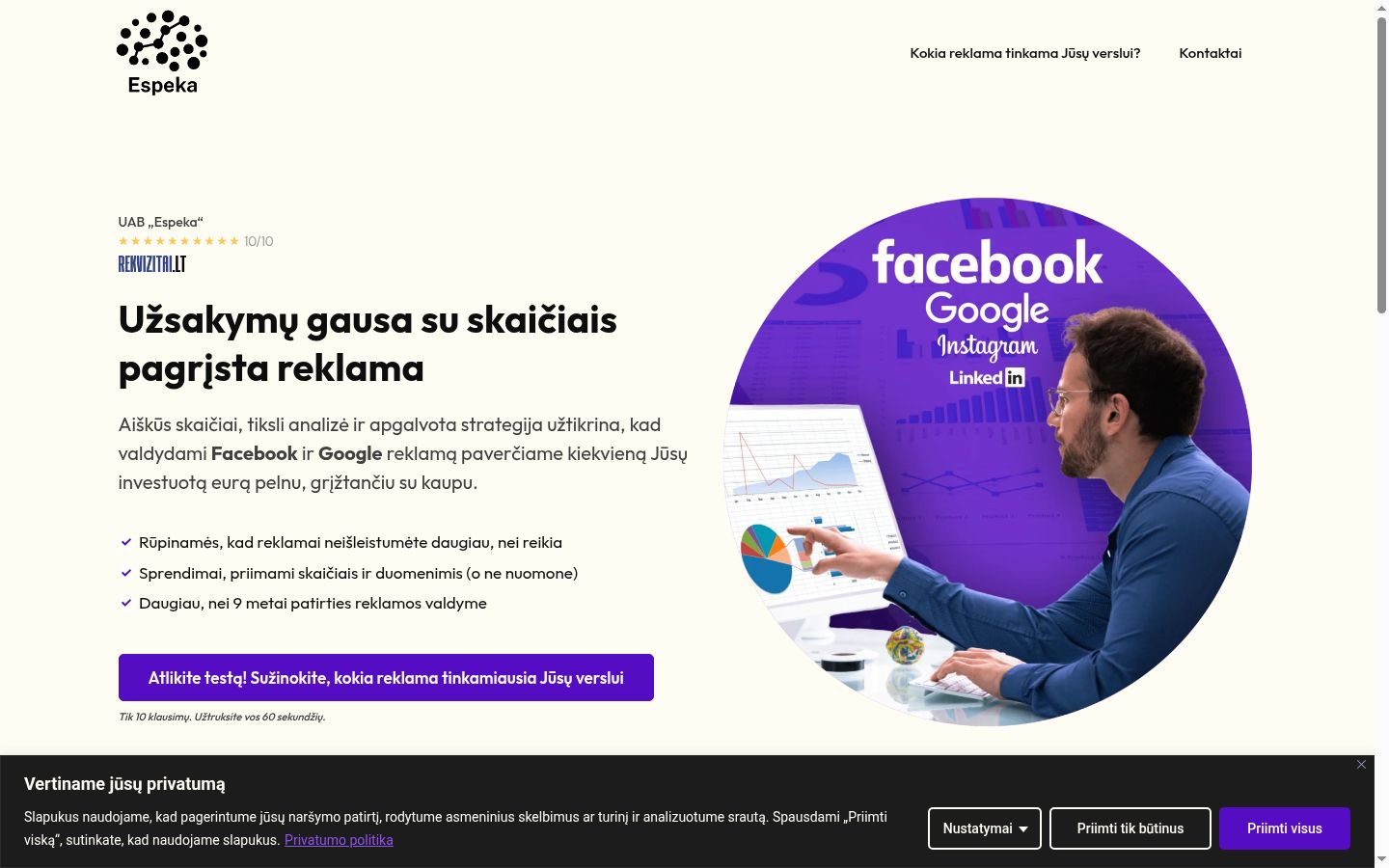 Snímek obrazovky baneru souhlasu zobrazeného před jakoukoli interakcí