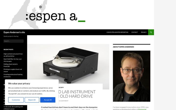 Screenshot of espenandersen.no