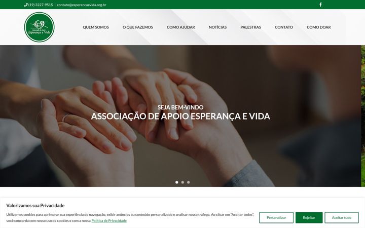 Екранна снимка на esperancaevida.org.br