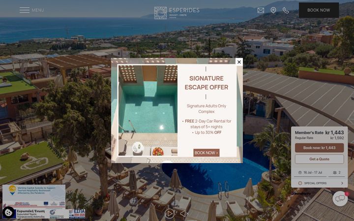 Posnetek zaslona esperidesresortcrete.gr