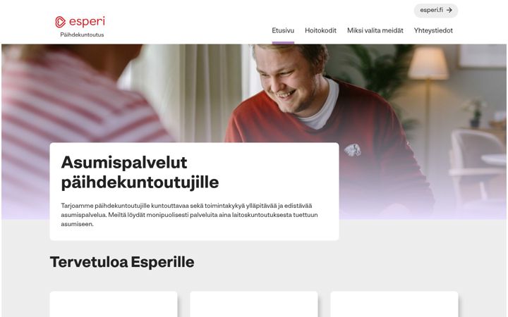 Екранна снимка на esperipaihdekuntoutus.fi