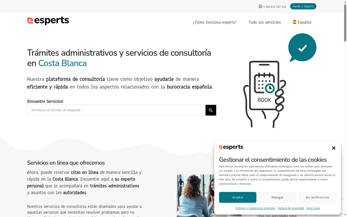Captura de ecrã do banner de consentimento apresentado antes de qualquer interação