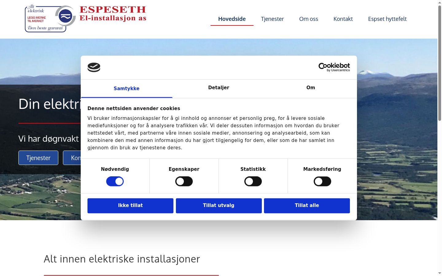 Screenshot of the consent banner shown before any interaction