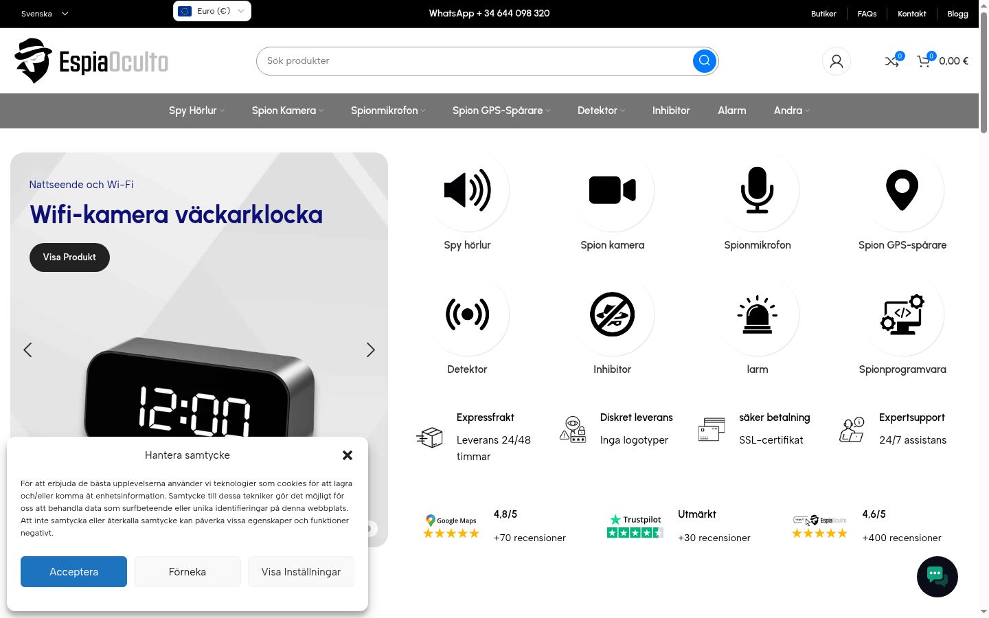 Skjermbilde av samtykkebanneret slik det vises før noen interaksjon