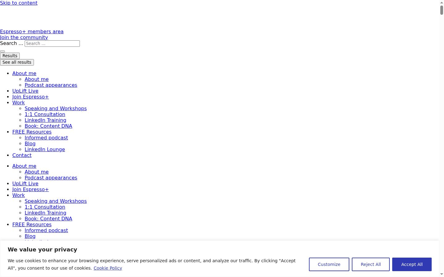 Screenshot of the consent banner shown before any interaction