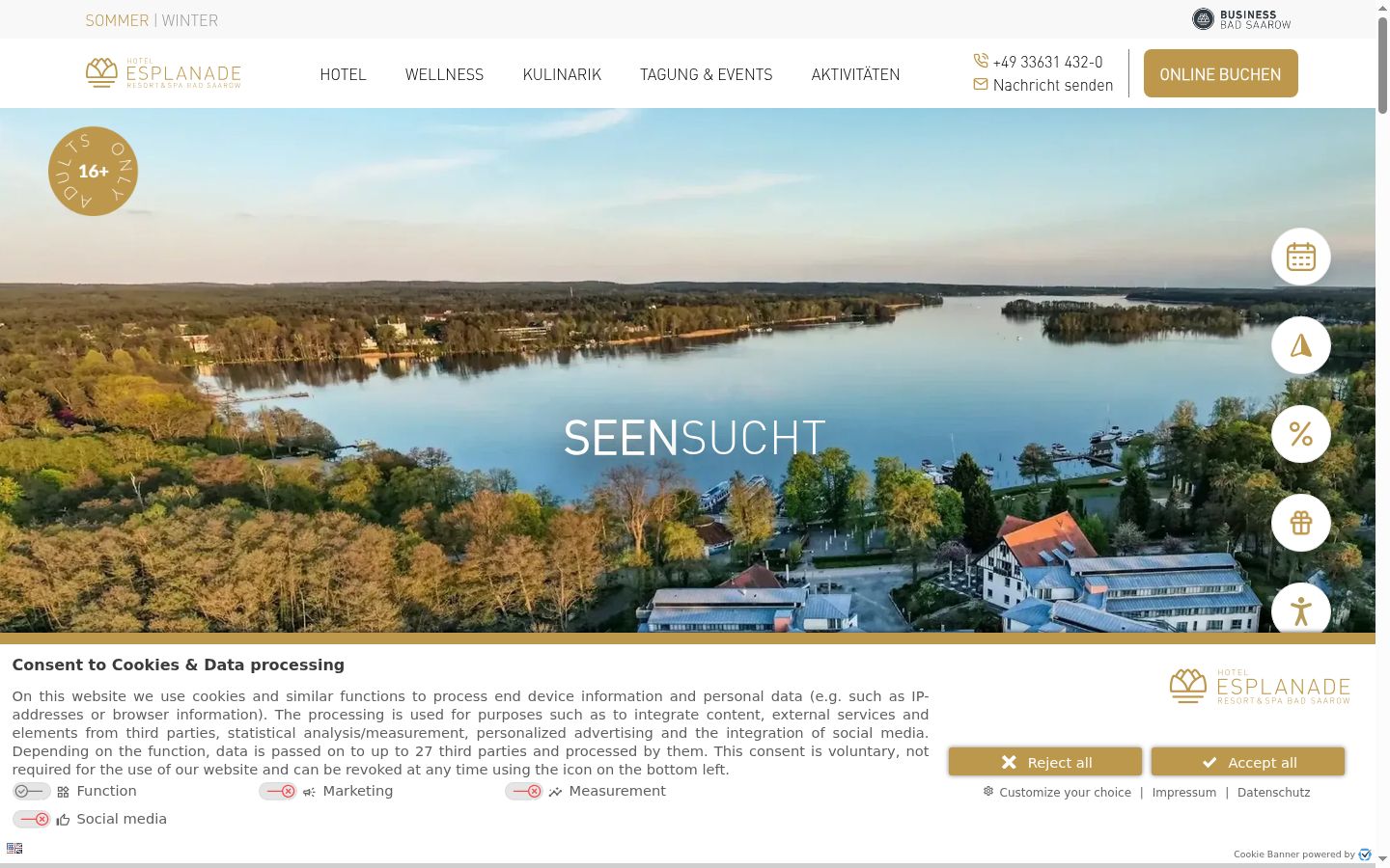 Screenshot of the consent banner shown before any interaction
