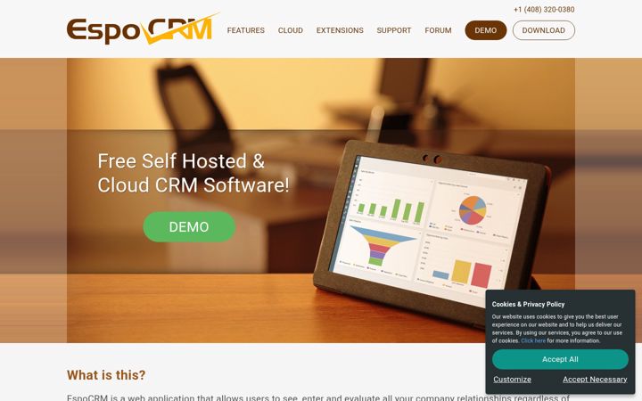 Screenshot του espocrm.com