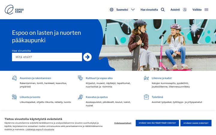 Screenshot of espoo.fi