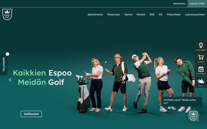 Екранна снимка на espoogolf.fi