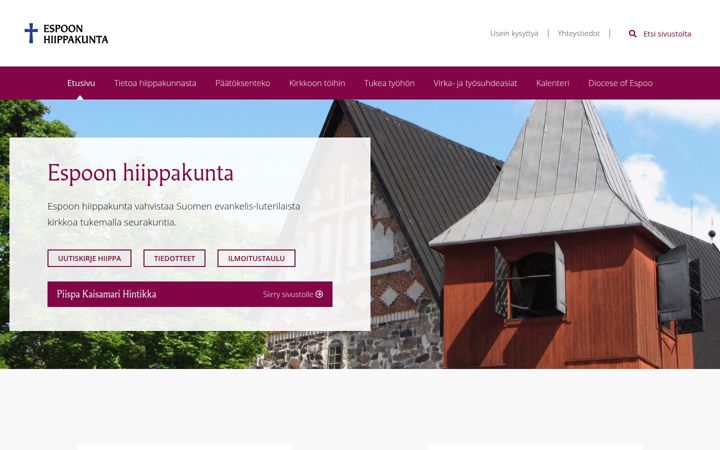 Екранна снимка на espoonhiippakunta.fi