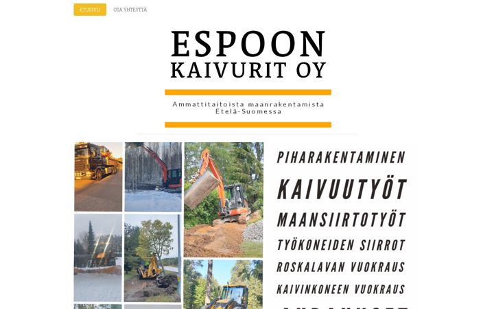 Екранна снимка на espoonkaivurit.fi