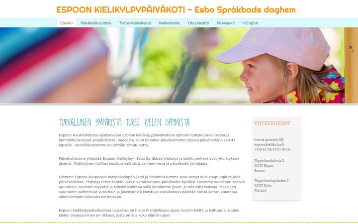 Екранна снимка на espoonkielikylpy.fi