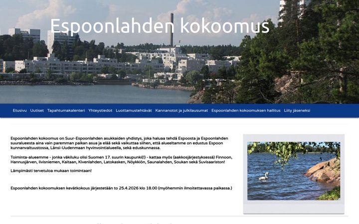 Екранна снимка на espoonlahdenkokoomus.fi
