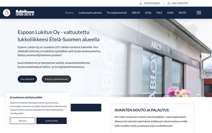 Екранна снимка на espoonlukitus.fi