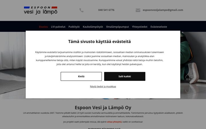 Screenshot of espoonvesijalampo.fi
