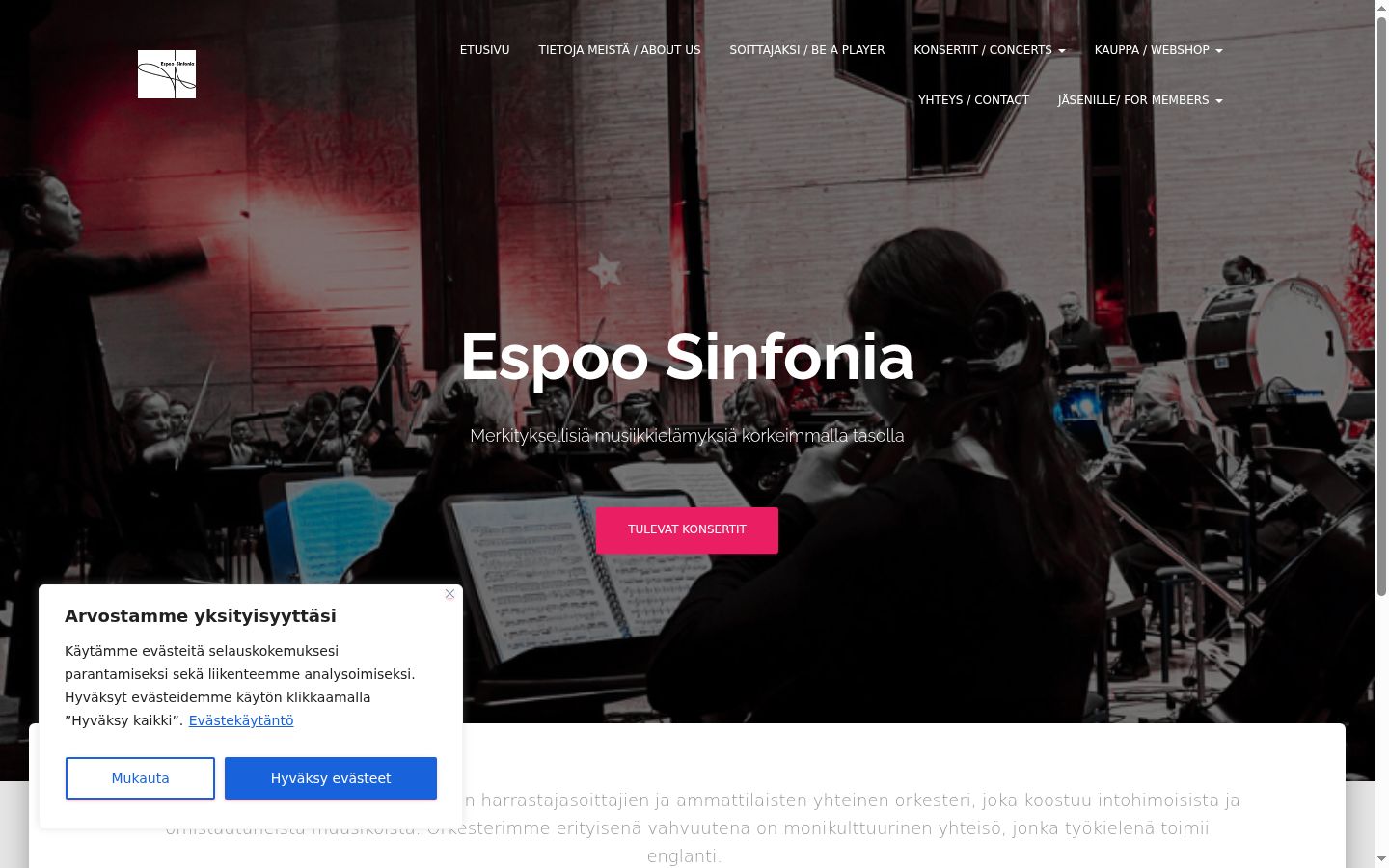 Screenshot of the consent banner shown before any interaction