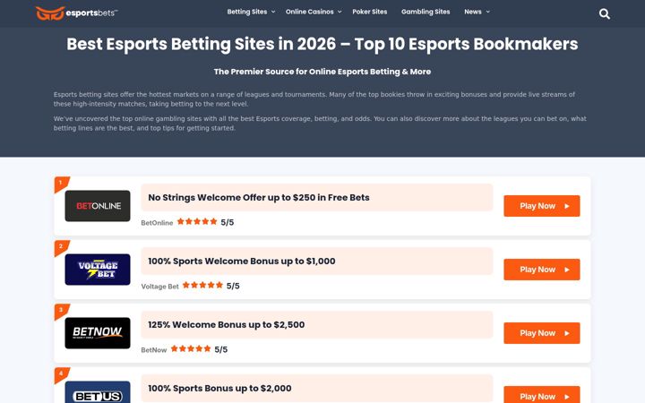 Screenshot of esportsbets.com
