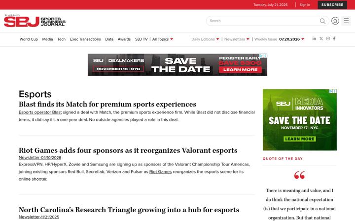 Screenshot of esportsobserver.com