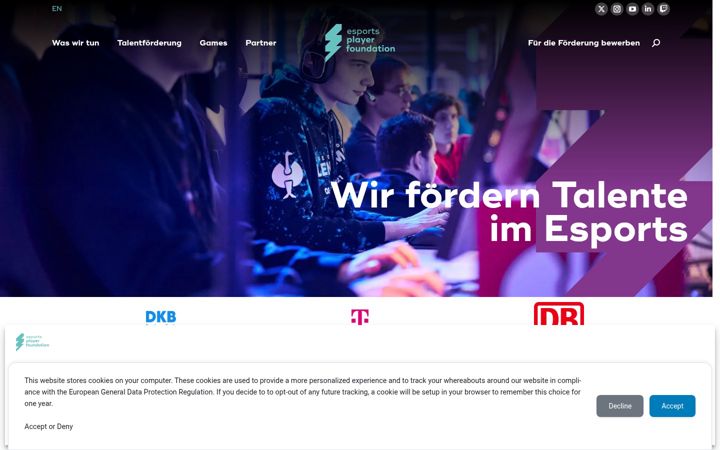 Snimka zaslona za esportsplayerfoundation.org