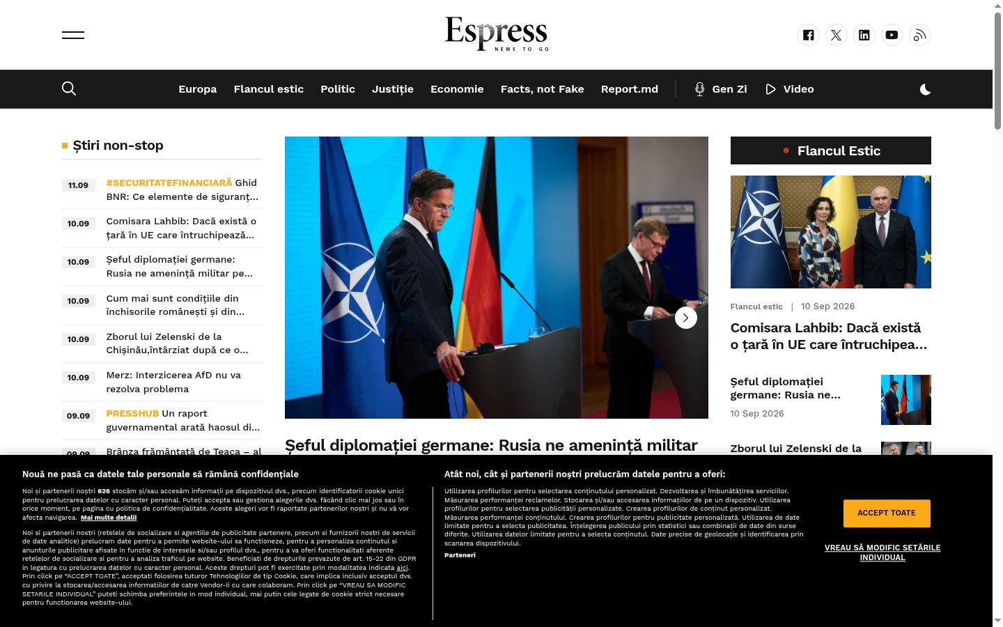 Sutikimo reklamjuostės, rodytos prieš bet kokią sąveiką, ekrano kopija