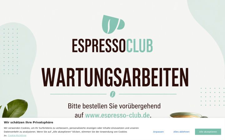 Kuvakaappaus sivustosta espresso-club.at