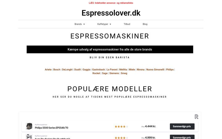 Zrzut ekranu espressolover.dk