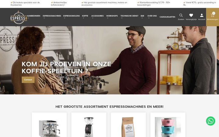Screenshot ta' espressowinkel.nl