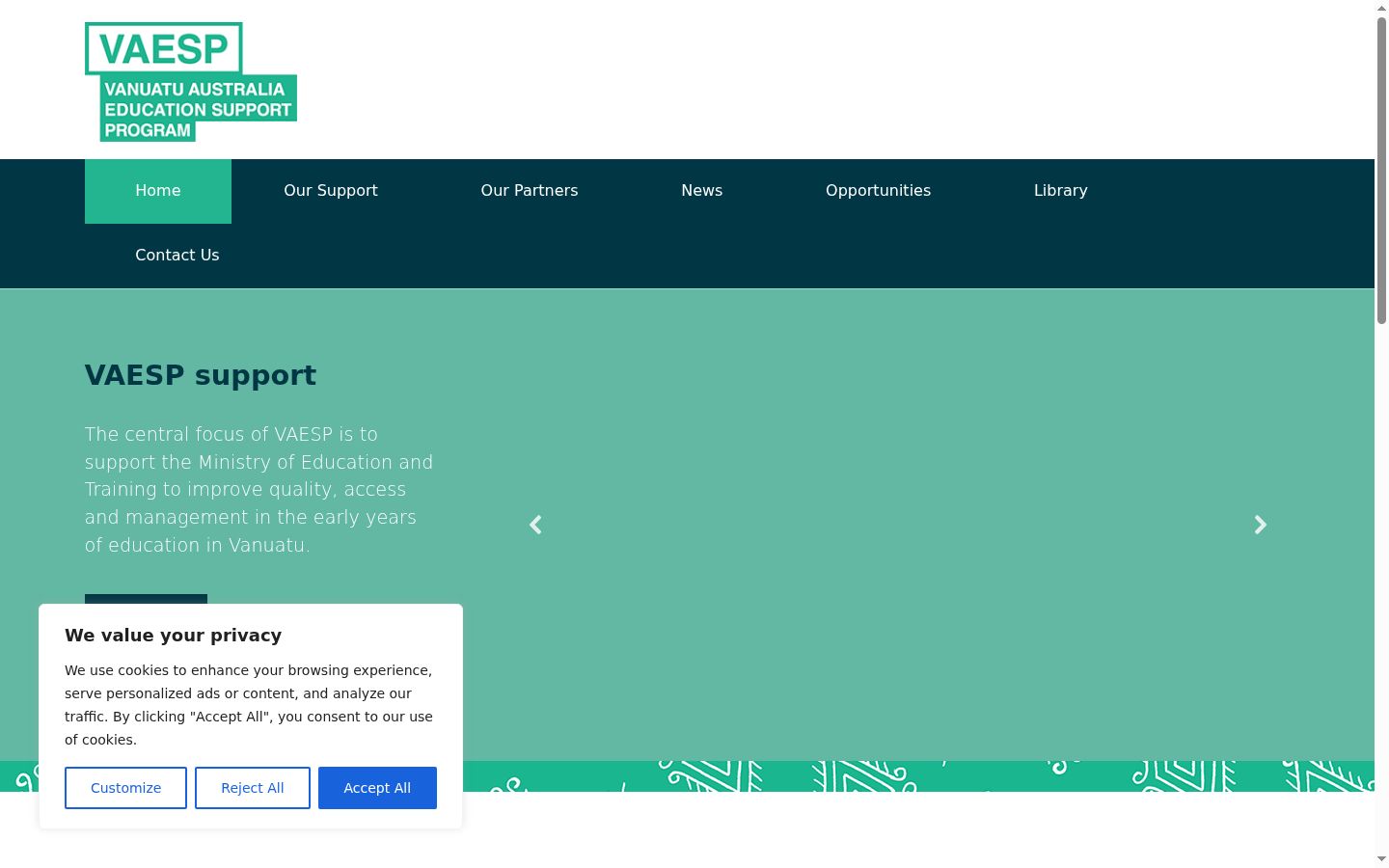 Screenshot of the consent banner shown before any interaction