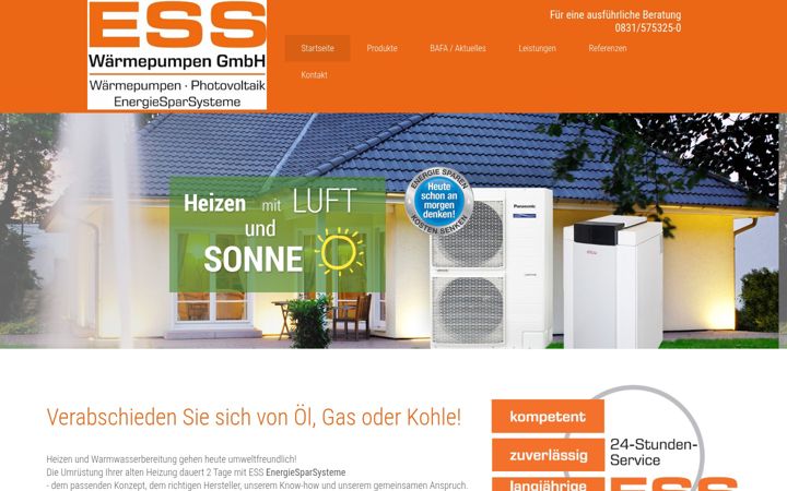 Kuvakaappaus sivustosta ess-waermepumpen.de