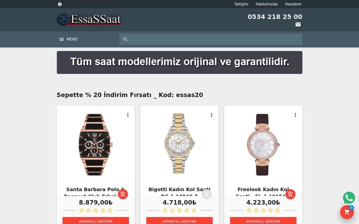 Snimka zaslona za essas.com.tr