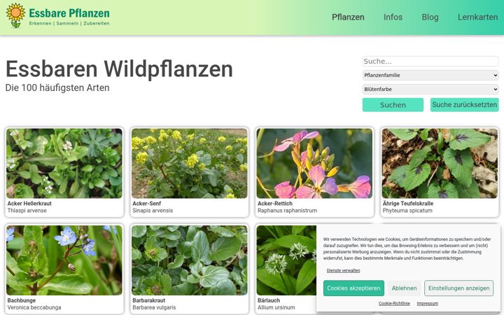 Kuvakaappaus sivustosta essbare-pflanzen.de
