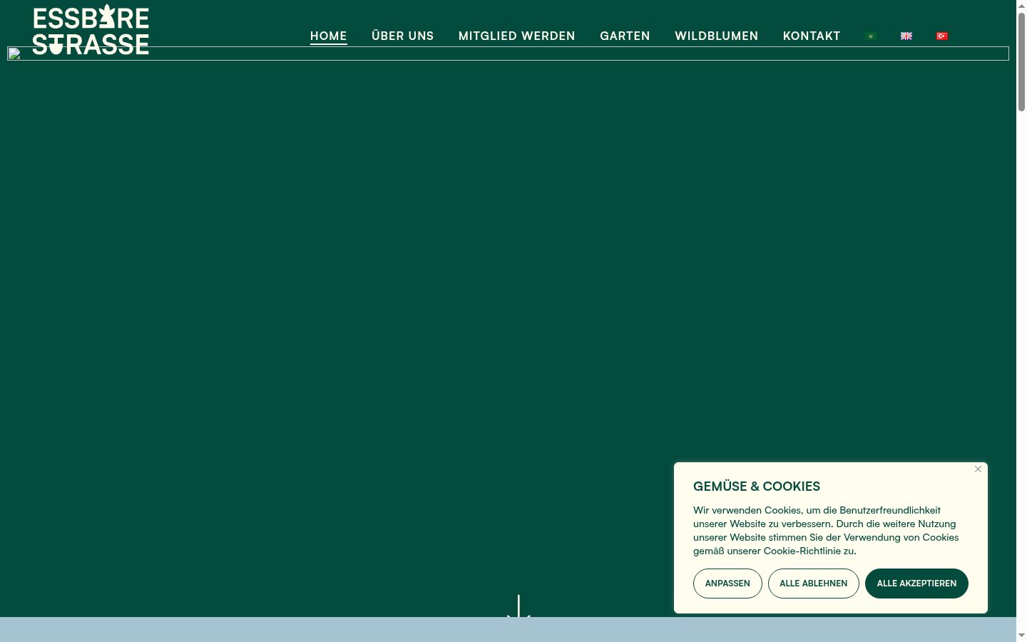 Captura de ecrã do banner de consentimento apresentado antes de qualquer interação