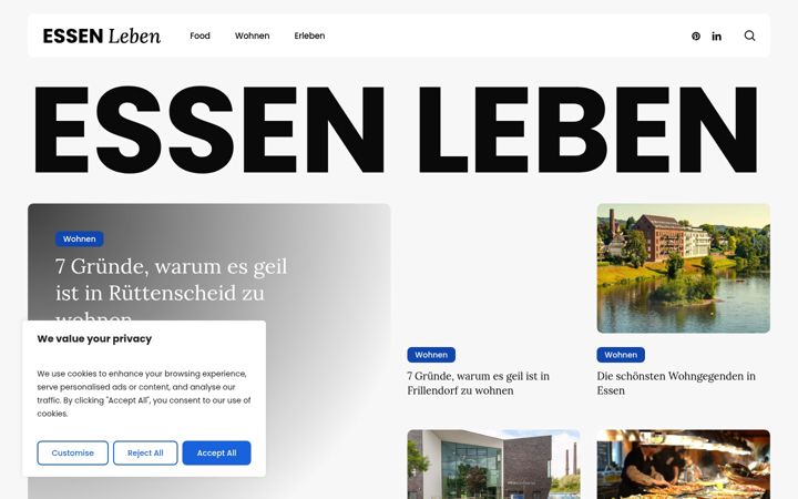 Snimka zaslona za essen-leben.de