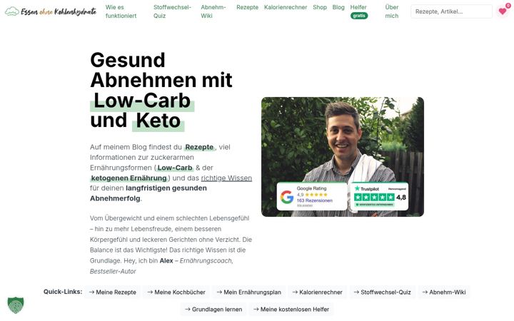 Posnetek zaslona essen-ohne-kohlenhydrate.info