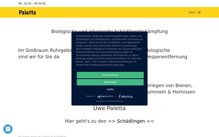 Snimka zaslona za essen-schaedlingsbekaempfung.de