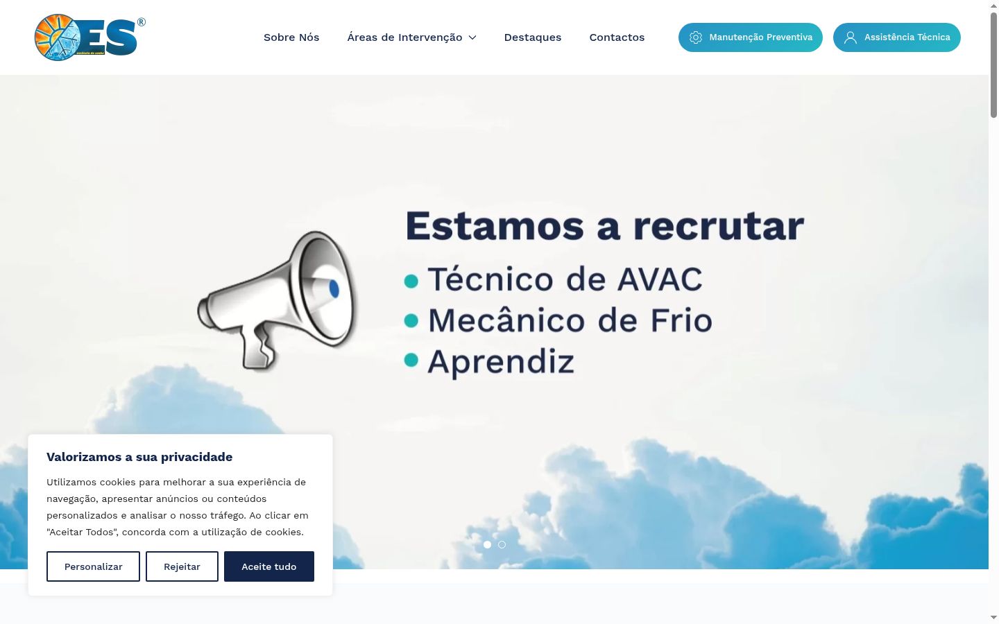 Captura de pantalla del banner de consentimiento mostrado antes de cualquier interacción