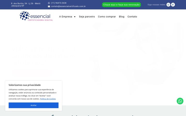 Skärmbild av essencialcertificado.com.br